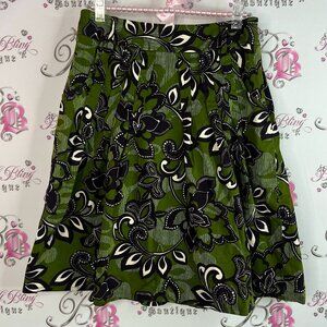 Etcetera skirt flowy flowers Green and Black Floral A-Line Skirt